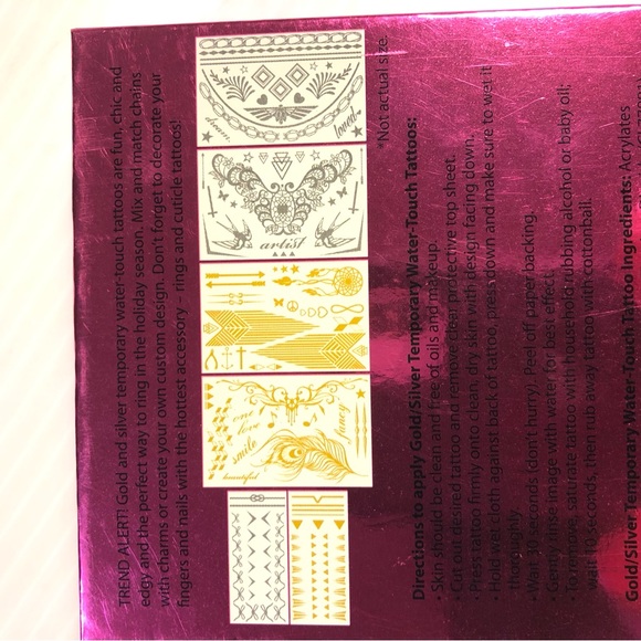 NWOT Gold & Silver Temporary Tattoo Kit - Picture 9 of 13